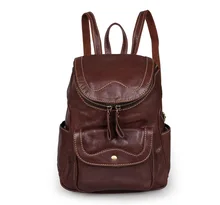 Nesitu Vintage Brown Genuine Leather Small Lady Women Backpacks Cowhide Cute Teenagers Girl Backpack #M7303