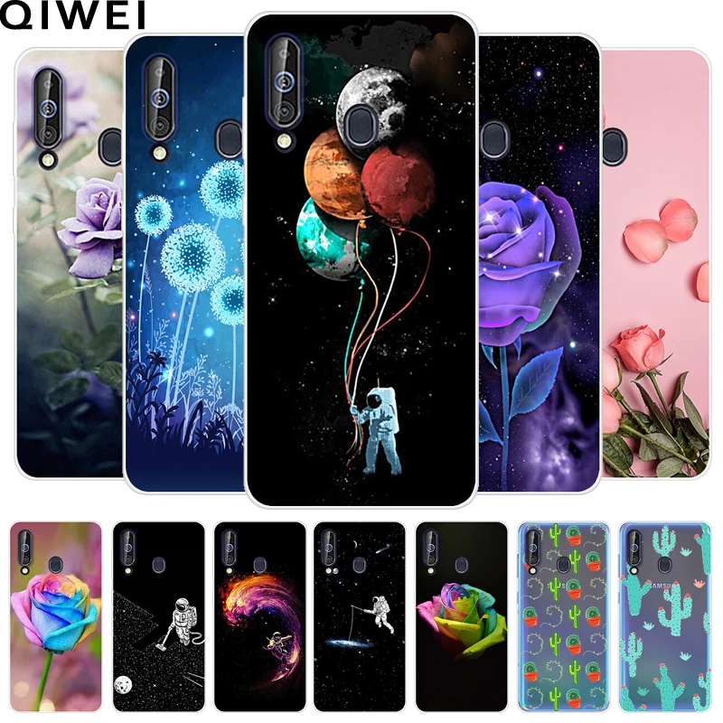 For Samsung A60 Case 6.3'' Slim Transparent Flowers Cactus Soft TPU Back Cover For Samsung Galaxy A60 Silicon Phone Cases A 60