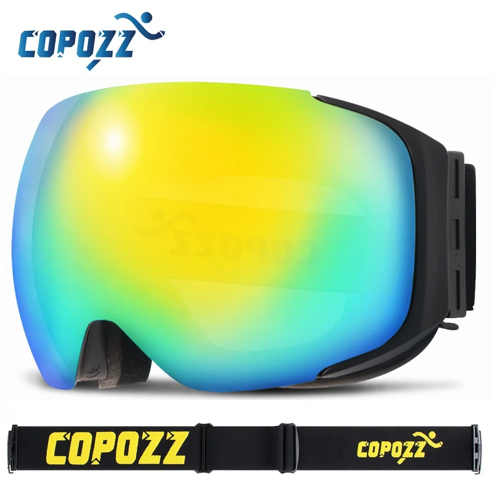 Koop COPOZZ merk skibril vervangbare magnetische lenzen UV400 anti fog ski masker ski euml;n mannen vrouwen sneeuw snowboard goggles GOG 2181