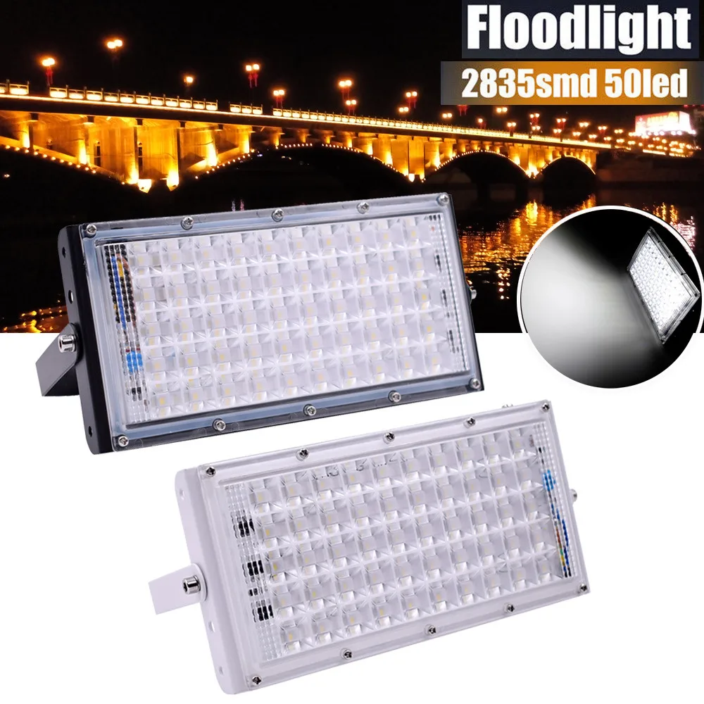 220V 50W Aluminum 50 LED Flood Light Waterproof Outdoor Garden Landscape Lamp