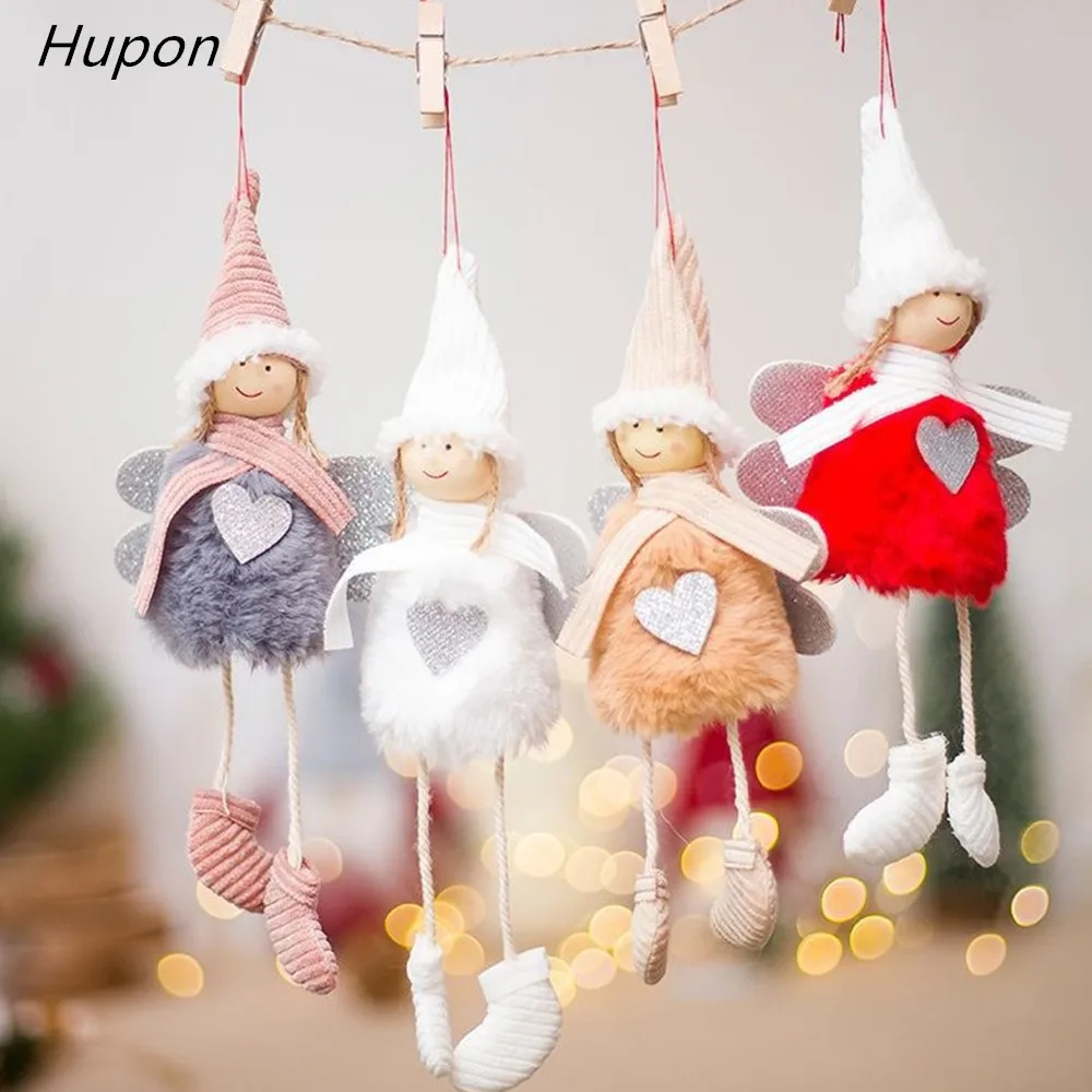 

10*20cm Cute Angel Doll Christmas Hanging Ornaments Decorations Wooden Tree Pedant for Home New Year Xmas Party Girl Kids Gift