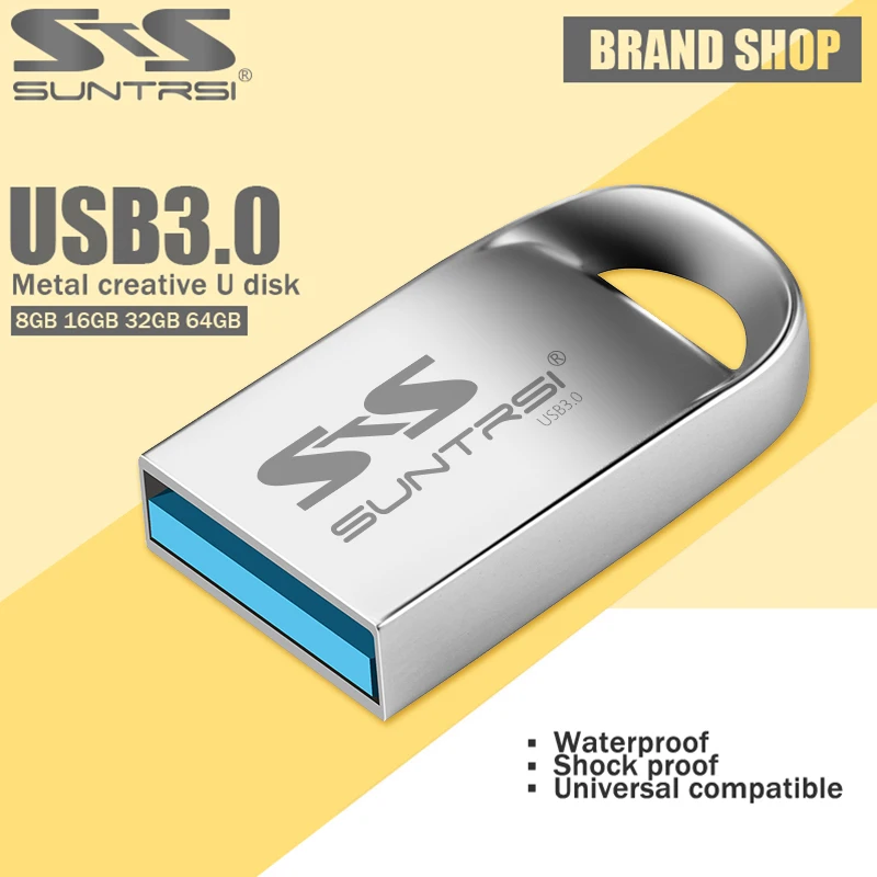 

Suntrsi USB 3.0 Flash drive 128GB 64GB Waterproof USB Flash Drive 32GB 16GB High Speed Metal Pendrive USB Stick custom logo