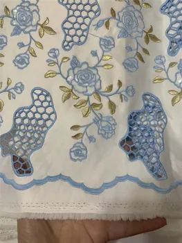 

New arrival nice flowers design with chiffon flowers Lace Fabric beautiful white chiffon mesh color African tulle laceH-12170