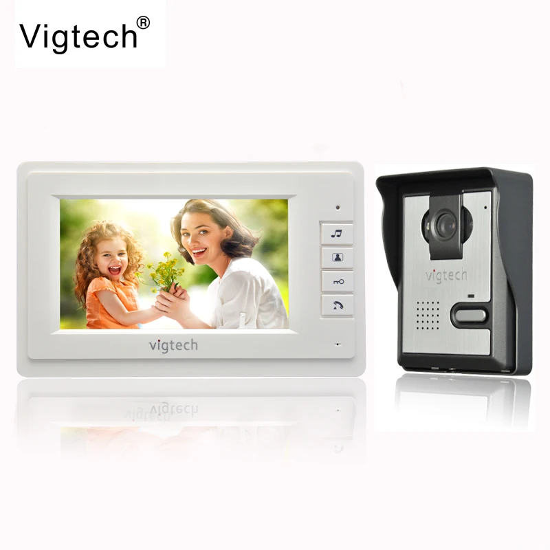 Vigtech 7 inch LCD Color Video door phone Intercom System Weatherproof Night Vision Camera Home font