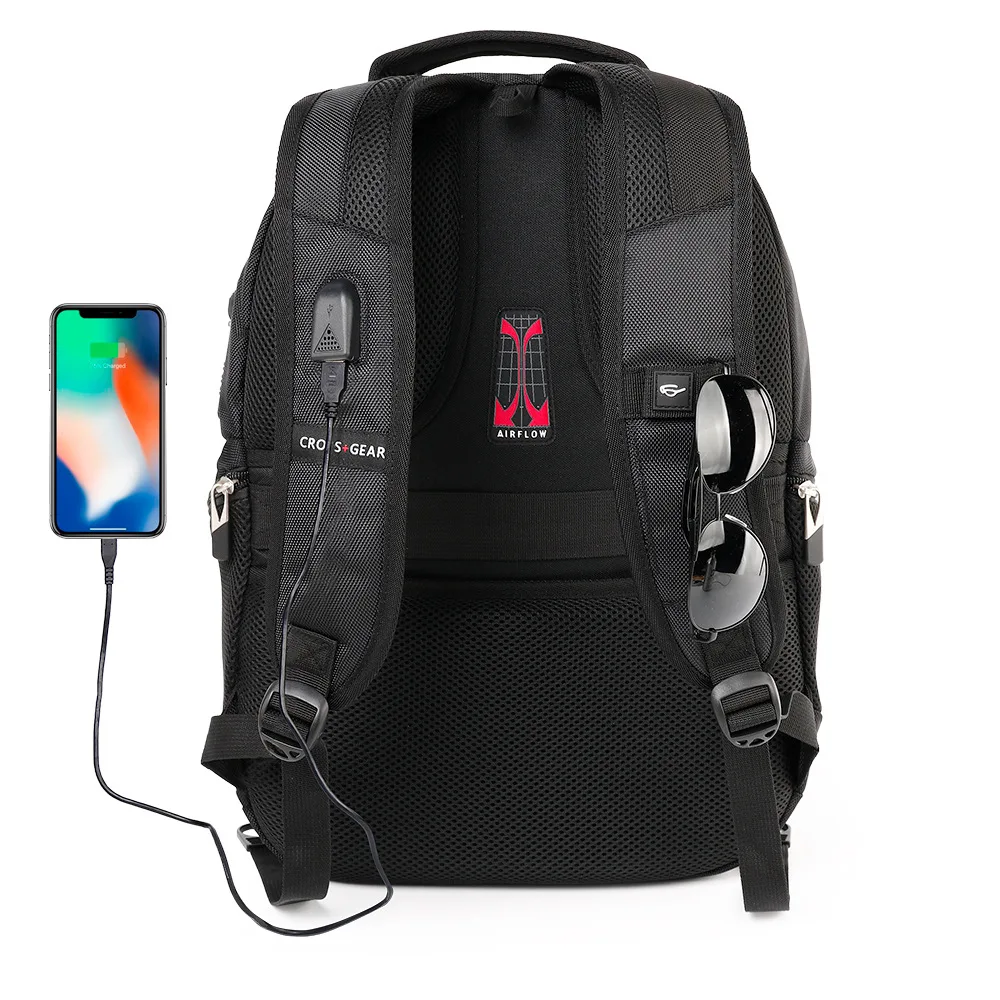Negocios externa bolsa TSA hombres suizos 15 15,6 pulgadas antirrobo Laptop mochilas hombres USB impermeable Mochila
