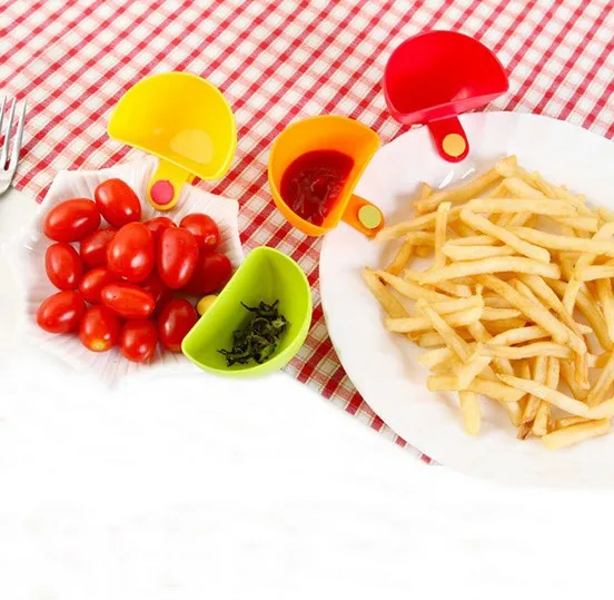 

1PC Dip Clips Kitchen Bowl Kit Tool Small Dishes Saucer Cup Tableware Spice Clip for Assorted Salad Sauce Ketchup ELB 512