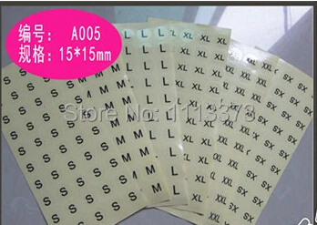 

15x15mm round Clear size label (XS,S,M,L,XL,XXL)