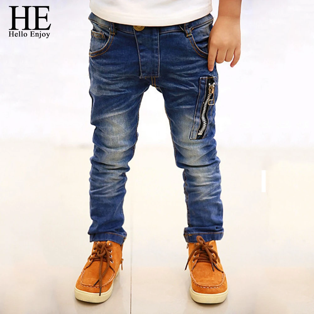 

HE Hello Enjoy Boys Jeans Pants 2019 Fashion Boys Jeans For Spring Autumn Children's Denim Trousers Kids Dark Blue Designed Pant