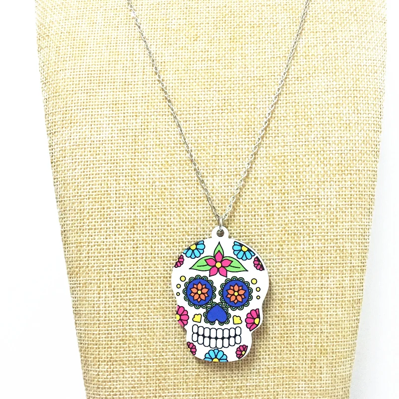 Простой акриловый сахар Катрина Череп ожерелье Calavera Holloween день ювелирные изделия