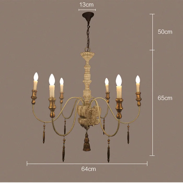 

6 Heads Retro Amercian Industrial Style Wooden Lamp Do Old Color Hotel Chandelier Light