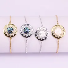 10 шт. микро Pave CZ Циркон оболочки круглые браслеты для женщин подарок Новая модная металлическая цепочка Браслеты Шарм ювелирные изделия