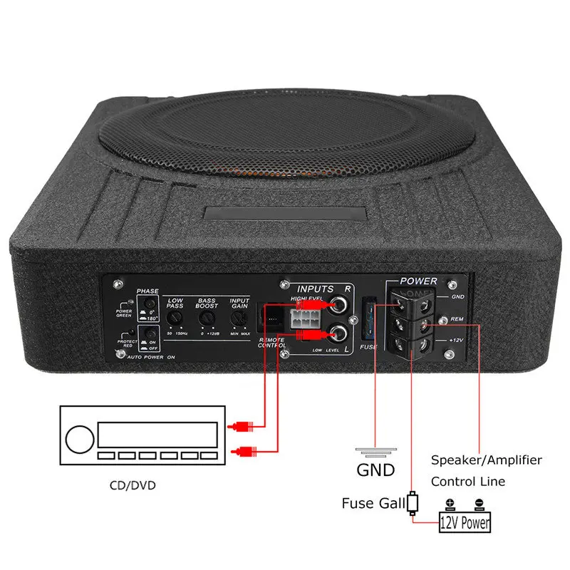 600 W 10 pulgadas 12 V coche bajo el asiento Delgado amplificador de coche activo Subwoofer amplificador de altavoz delgado con Control de eliminación altavoz del coche 600 W 10 pulgadas 12 V coche bajo el asiento Delgado amplificador de coche activo Subwoofer amplificador de altavoz delgado con Control de eliminación altavoz del coche
