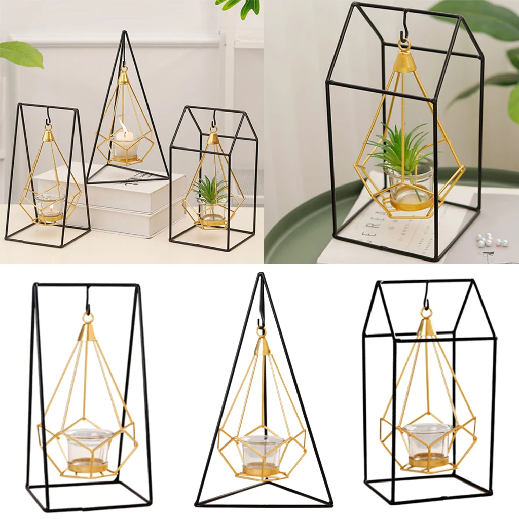 

Geometric Candle Tealight Holder with Stand Tabletop Decor for Home Cafe Tabletop Decor Party Festival Decorative Centerpiece