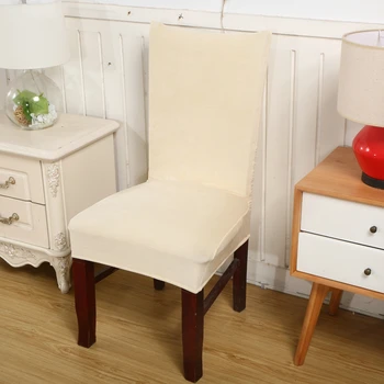 

Plush Solid Color Chair Cover Spandex Stretch Elastic Slipcovers Chair Covers For Dining Room Kitchen Wedding Banquet Hotel