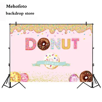 

Colorwonder Donut Party Photography Background Colorful Donuts with Sweet 7x5ft Pink Backdrop with Golden Powder for Baby Shower