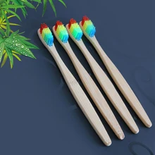 1 шт. красочный бамбука Зубная щётка Новинка Радуга Дерево зубы кисть мягкой щетиной из бамбукового волокна деревянной ручкой Rainbrow кисть