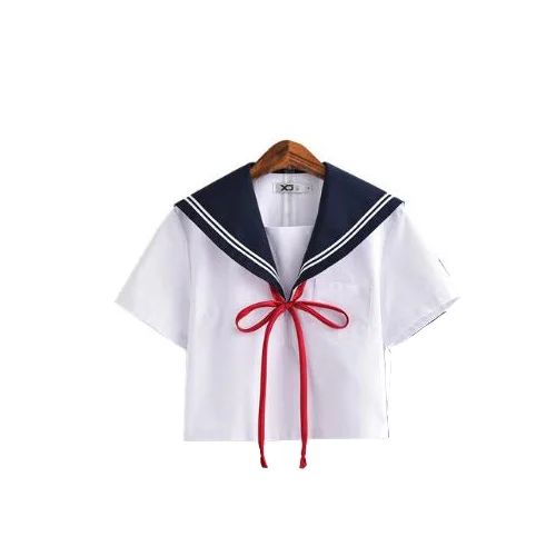 Белый 2 линии JK форма ортодоксальная японская Матросская одежда с длинными и короткими рукавами Студенческая школьная форма комплект в школьном стиле JK009 - Цвет: 009 SHIRT CORD