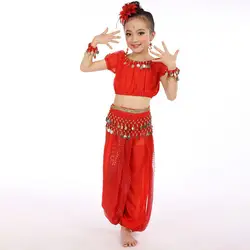2016 новое поступление пикантные индийские Женская Одежда для танцев танец живота костюм комплект для детей Распродажа