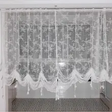 ZHH новая Римская оконная занавеска панель белая кружевная прозрачная занавеска для кухни вышитая Lving комната Тюль занавеска s регулируемая высота