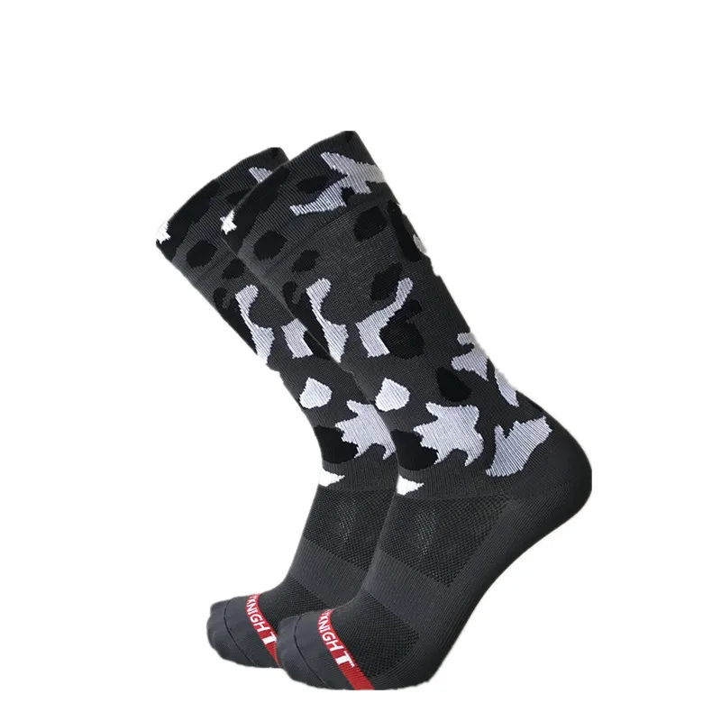 Профессиональные мужские камуфляжные спортивные носки дорожные велосипедные носки для бега на открытом воздухе, Пешие прогулки, катание по горам, носки для гонок, носок компрессионный - Цвет: gray