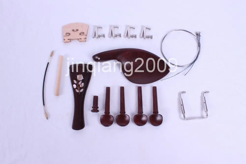 

1 set Violin Part Chin rest Pegs tailpiece Mosaic Flowers