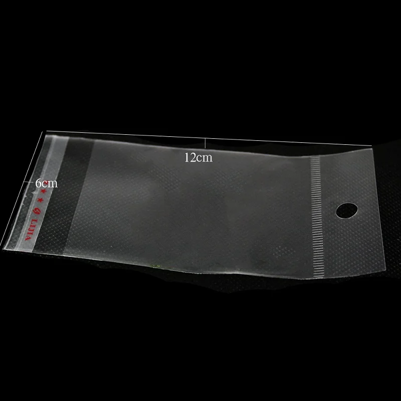 100 шт./лот, прозрачный самоклеящийся пластиковый пакет для хранения, полиэтиленовый пакет, розничная упаковка, посылка, Сумка с отверстием для подвешивания