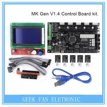 Biqu v1.4 3d kit de impresora con mks mks gen gen v1.4 reprap junta + 5 unids tmc2100 conductor/drv8825/a4988 + 12864 lcd gráfico