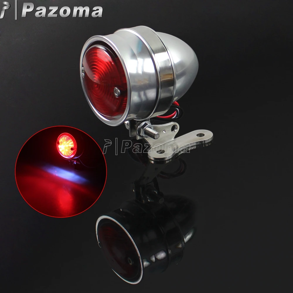 

Brat Style Polished LED Taillight for Cafe Racer Street Fighter Bobber Chopper Tail Stop Brake Light Lamp Number Plate Lights