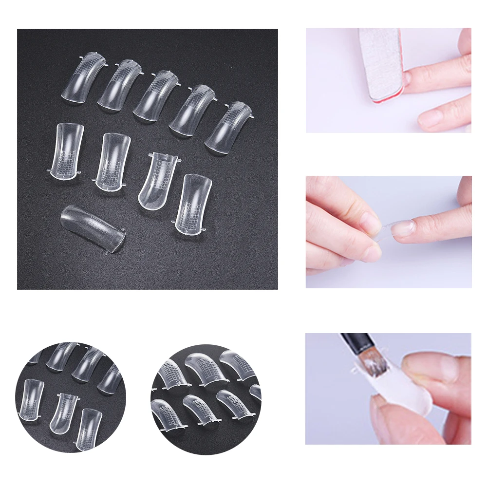 

100 Pcs/Box Artificial Fake Nail Art System Form Clear Tips Salon Tools Set Art Tips Full Cover Manicure + Jewelry Box