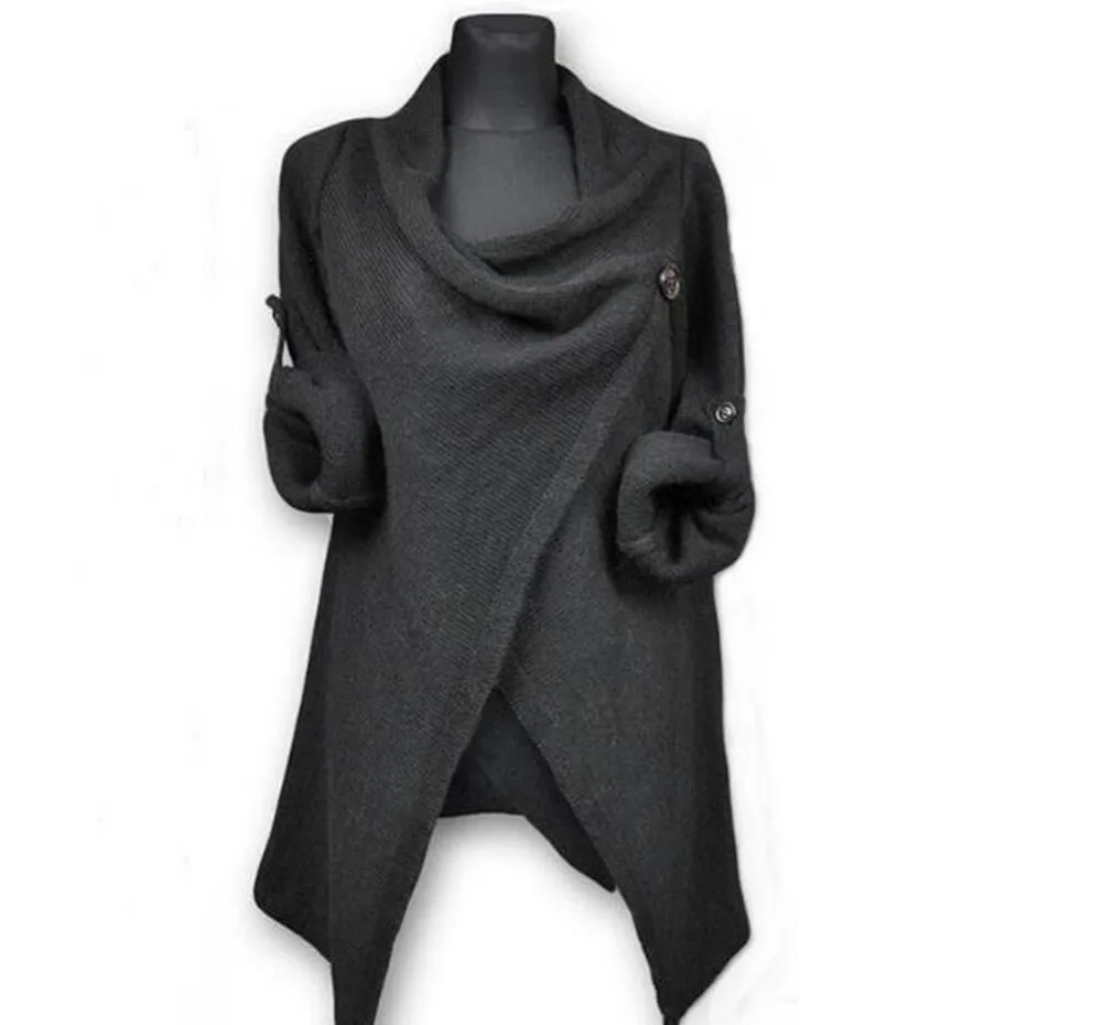 

Branded sweater 2019 autumn and winter new female knitted jacket solid color irregular long-sleeved pullover sexy ladies jacket