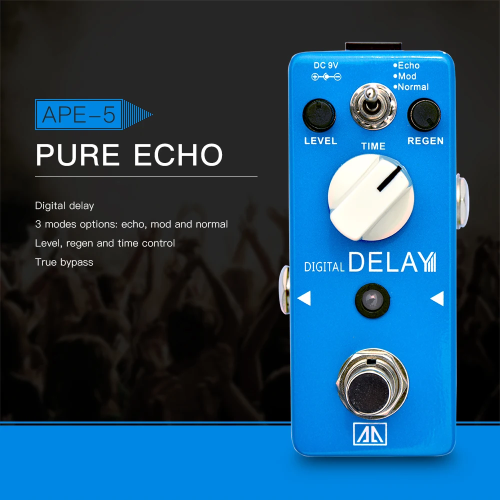 AROMA APE 5 Pure Echo Digital Delay Guitar Effect Pedal 3 Modes Delay