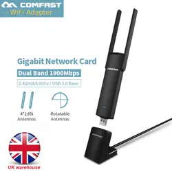 1900 Мбит/с двухдиапазонный 2.4G5Ghz USB WiFi адаптер WiFi антенна 2db беспроводной Wi приемник 802.11ac USB Ethernet адаптер Сетевая карта