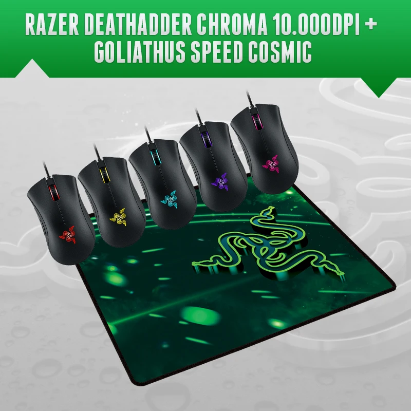 Razer Deathadder Chroma, 10000 точек/дюйм игровая мышь+ razer Goliathus speed Cosmic Edition коврик для мыши 270 мм x 215 мм x 3 мм