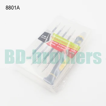 Best 5 In 1 NO. 8801A Combination Screwdriver Set KeyScrewdrivers Kit T2 T4 T5 T6 PH00 PH000 0.8 1.2 Pentalobe 100set/lot