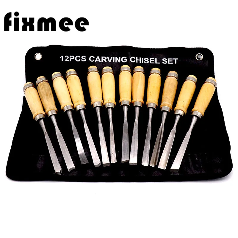 

fixmee Professional 12PCS Manual Wood Carving Hand Chisel Tool Set Carpenters Woodworking Carving Chisel DIY Detailed Tools