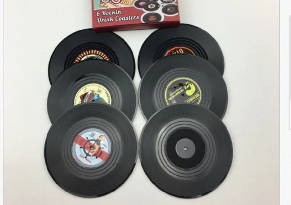 Ретро силиконовый стеклянный скользящий коврик виниловый CD-альбом подставки для напитков подстаканник - Цвет: Арбузно-красный