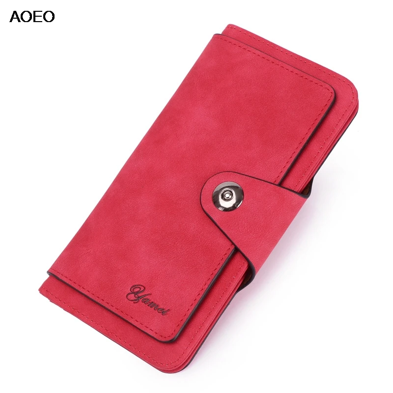 

AOEO New Ladies Long Wallet Female Zipper Clutch Slim 16 Card Holder 1 Coin Purse 4 Cash Money Bag Women Purse Girls Vallet