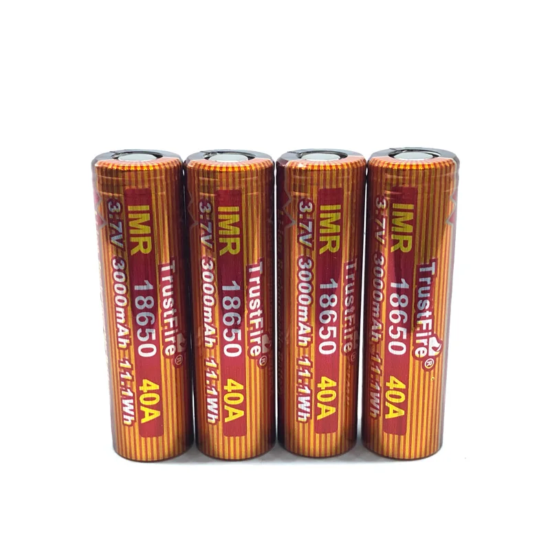 TrustFire IMR 18650 3000mAh 3,7 V 40A 11.1Wh высокая скорость перезаряжаемые батареи литиевые батареи для электронной сигареты светодиодный фонарик