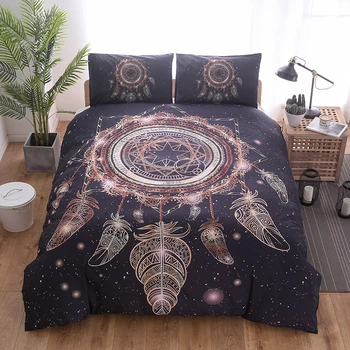 

Ethnic exotic wind chimes 3d quilt bedding three-piece set Customizable bedroom children's home textile set large Dream catcher