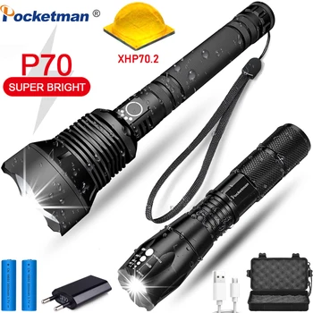 

led flashlight 6000 lumens xhp70.2 most powerful flashlight 26650 usb torch xhp70 lantern 18650 Best Camping lamp hand light
