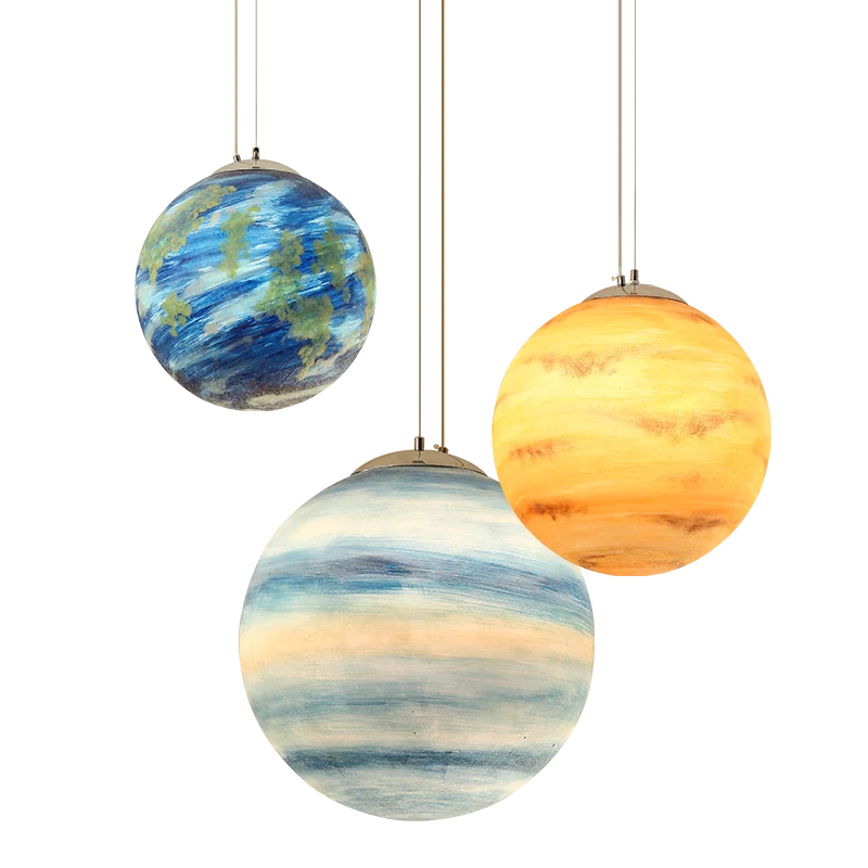 Скандинавский креативный Вселенский акриловый подвесной светильник Planet Moon Sun Earth