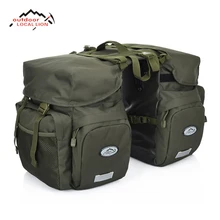 LOCALLION Retro Canvas Bicycle Carrier Bag 50L Rear Rack Trunk Bike Luggage Back Seat Pannier Reflectivs Cycling Storage Two Bag