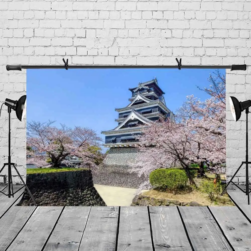 

5x7ft Ancient Buildings Backdrop Kumamoto Castle Beautiful Scenery Photography Background and Studio Photography Backdrop Props