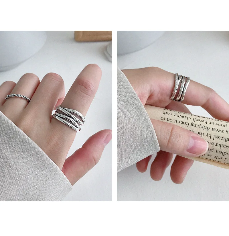 F.I.N.S INS стильные 925 пробы серебряные кольца для женщин, корейское японское модное Открытое кольцо, многослойное обмоточное ювелирное изделие