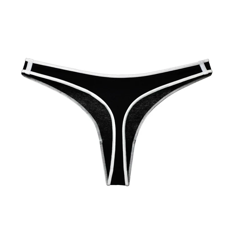 Чистый хлопок спортивные женские бесшовные шорты для йоги женские сексуальные бодибилдинг спортивные с низкой талией, комфортные трусики Танга - Цвет: black white