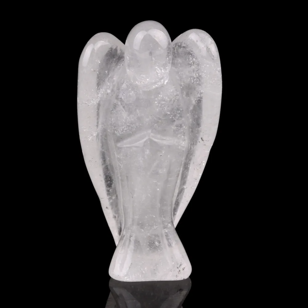 2 Inches Natural Stone Clear Quartz Crystal Angel Figurines Carved