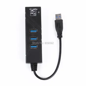 

High speed 3 Ports USB 3.0 Hub 10/100/1000 Mbps To RJ45 Gigabit Ethernet LAN Wired Network Adapter Converter For Windows Mac