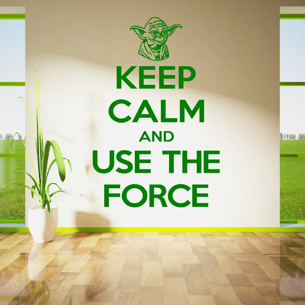 

KEEP CALM AND USE THE FORCE Star Wars Yoda Vinyl Wall Sticker Home Decor Art Mural Removable Quotes Yoda Bedroom Decal M-178