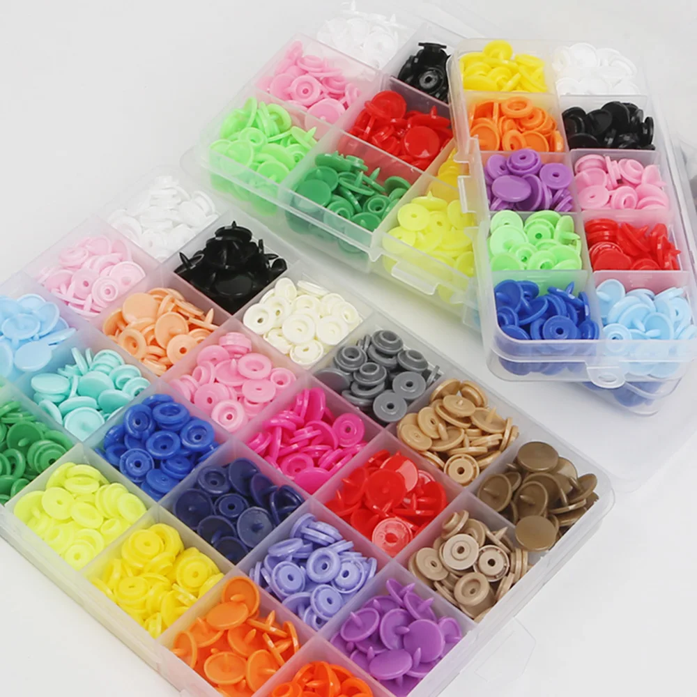 408 Sets Plastic Snap Buttons No-Sew T5 Snaps Fastener with Organizer Storage Containers for Bibs Diapers DIY Crafts Curtains Sewing