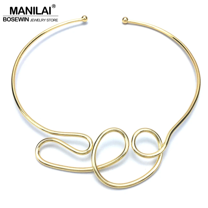 

MANILAI Geometric Alloy Chokers Necklaces For Women 2018 Fashion Jewelry Bib Collar Necklace Statement Punk Design